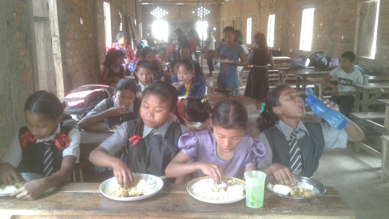 Children having meal