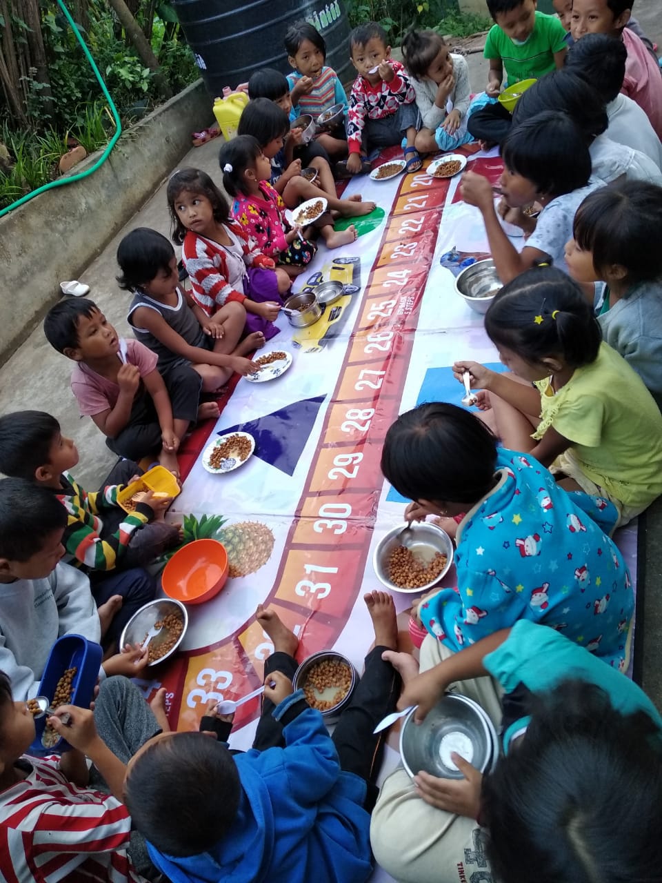 Children having meal